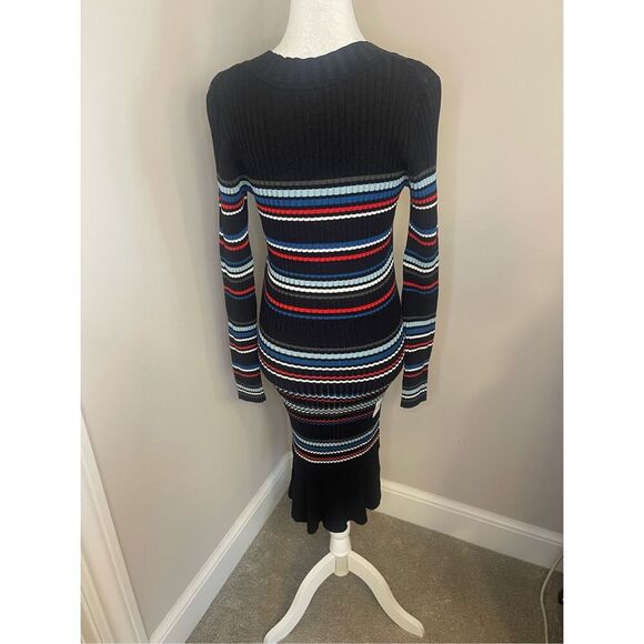 Parker‎ Women's Stripe Print Sweater Dress Midi Multicolor Size M - Picture 4 of 7